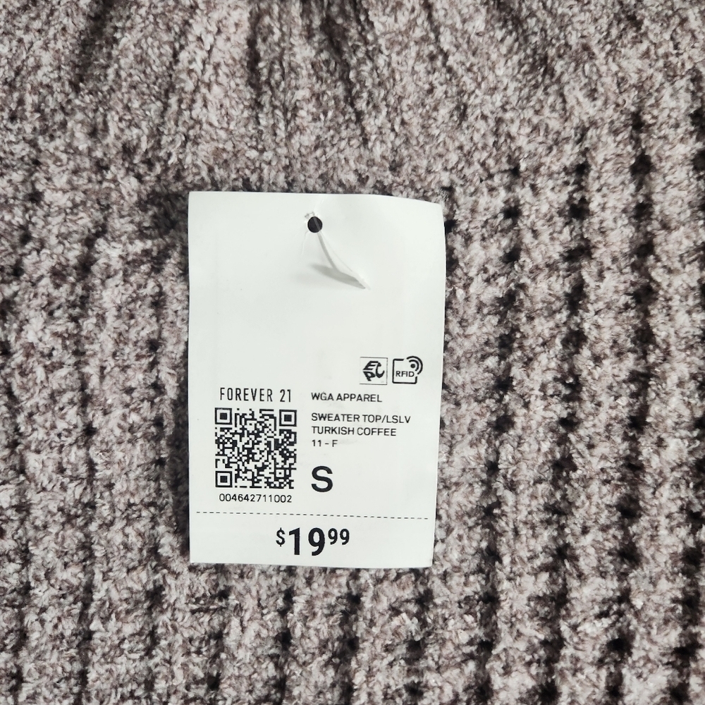 Forever 21 Womens Mauve Chenille Cropped Long Sleeve Crewneck Sweater-Sz S (NWT) - Picture 6 of 7